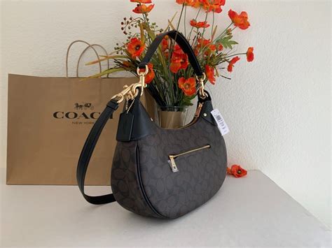 Coach Ci Mara Hobo In Signature Canvas Leather Brown Black For