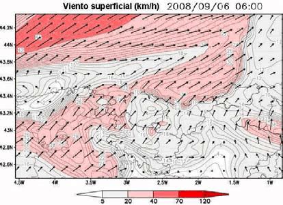 Examples of wind surface map and meteogram from meteorological ...