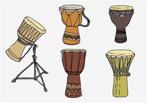 Traditional Djembe Hand Drawn Vector Illustration Vector Art At