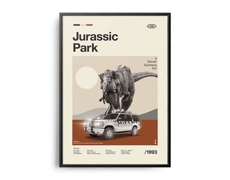 Jurassic Park Minimalist Movie Poster Retro Art Print Steven Spielberg