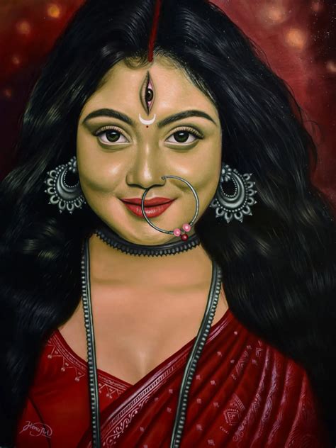 Maa Durga Oil Painting Hemant Raja Exotic India Art