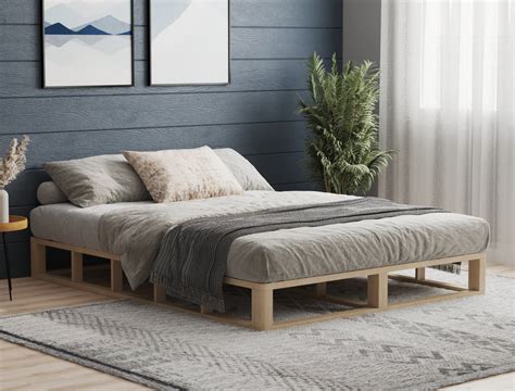 kingston natural wooden platform bed frame isaak
