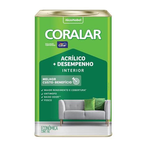 Tinta Coral Coralar Acrílico Mais Desempenho Cor Cromo Suave 18L