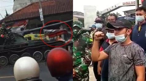 TANK Tempur Tabrak Gerobak Gorengan Dan 4 Unit Sepeda Motor Pihak TNI