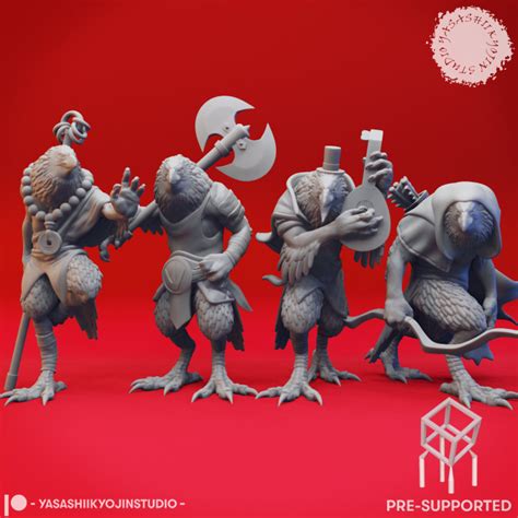 3D Printable Kenku Mob Tabletop Miniatures Pre Supported By