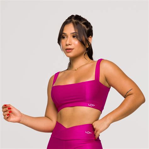 Top Feminino Rosa Adalia Fitness Poliamida Academia Decote Reto Lot