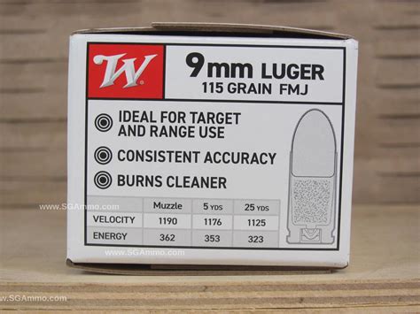 Winchester White Box Mm Luger Ammo Rounds Of Grain Fmj