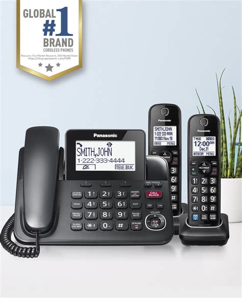 Panasonic Corded Phone System with Bluetooth Pairing and 2 Cordless ...