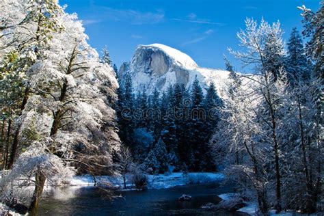 Yosemite Half Dome In Winter Stock Photo Image Of National Yosemite