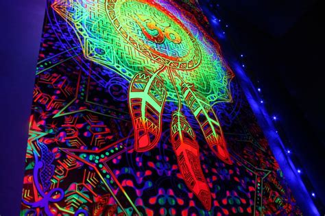 Uv Backdrop Ohm Uv Reactive Trippy Tapestry Glow Party Etsy