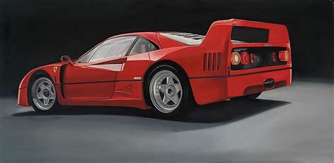 Ferrari F40 Original Oil on Canvas Painting Painting by Rico