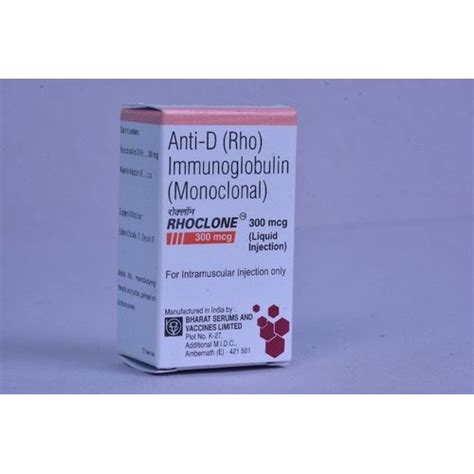 Bharat Serums Rhoclone Anti D Immunoglobulin Injection For Hospital