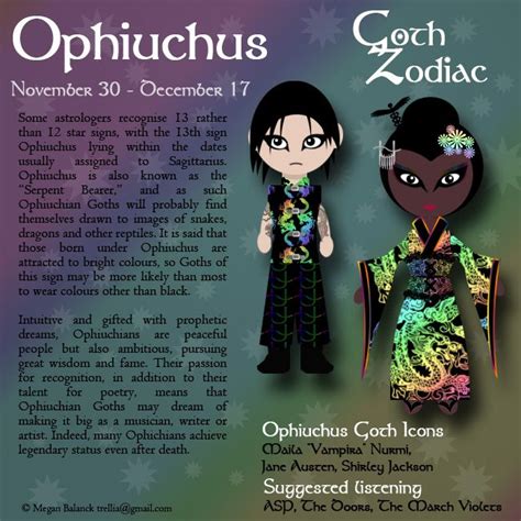 Goth Zodiac: Ophiuchus | Ophiuchus zodiac, Zodiac cusp, Zodiac signs