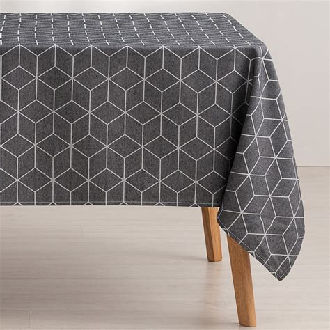 Tovaglia Antimacchia Jacquard Disegno Geometrico Line Colore Antracite