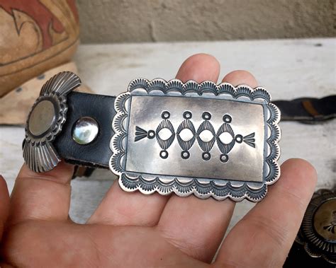 S G Stamped Sterling Silver Concho Belt By Navajo Martha