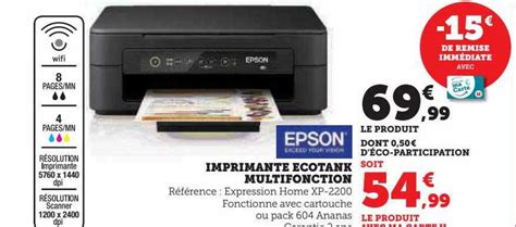 Promo Imprimante Ecotank Multifonction Epson Chez Hyper U Icatalogue Fr