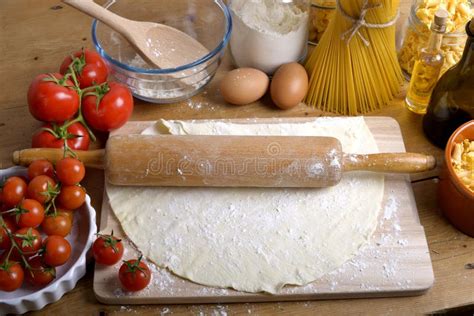 Pizza Dough and Ingredients Stock Image - Image of plank, ingredients: 39079483