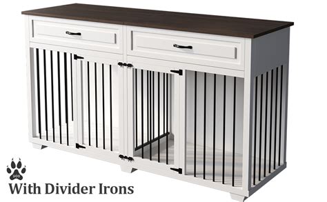 Btlckvin Large White Dog Crate With Removable Irons Xxl