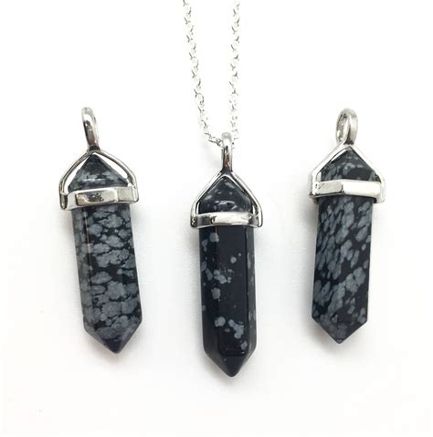 Snowflake Obsidian Necklace Snowflake Obsidian Pendant