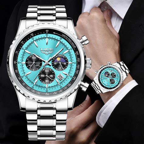 LIGE Top Brand Luxury Mens Watches Quartz Man Watch Waterproof Luminous