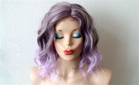 Pastel Lavender Ombre Wig 16 Wavy Hair Wig Heat Etsy