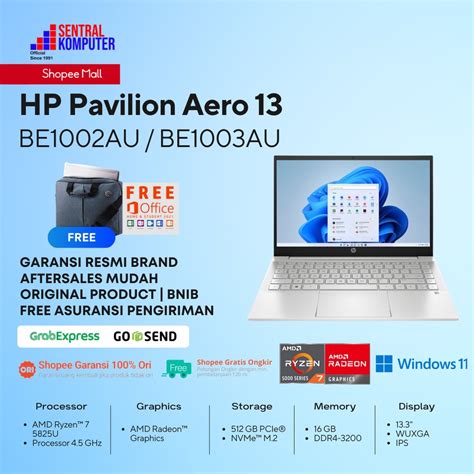 Jual HP Pavilion Aero 13 Ryzen 7 5825U 16GB 512GB SSD Win 11 OHS