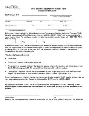 Fillable Online Sfccmo Receipt Of Snap Benefits Form