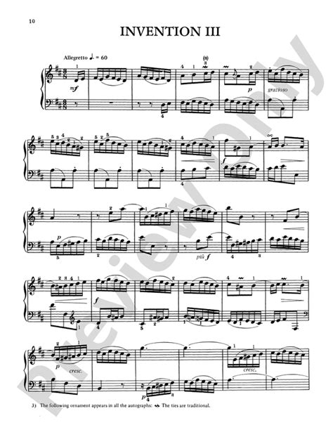 Bach Two And Three Part Inventions Ed Hans Bischoff Invention Iii Part Digital Sheet