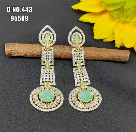 Two Tone Diamond Golden Earrings Sku C At Rs Golden