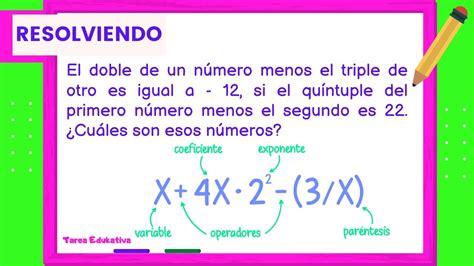 Explicando Tareas El Doble De Un Numero Menos El Triple De Otro Es