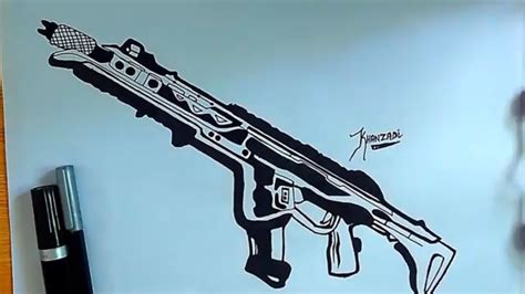 How To Draw R 301 Apex Legends Gun Sketch Black Marker Sketchgun