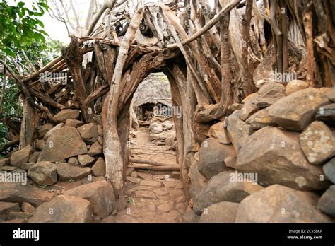 The Entrance To A Traditional Thatched House Of The Konso Tribe In