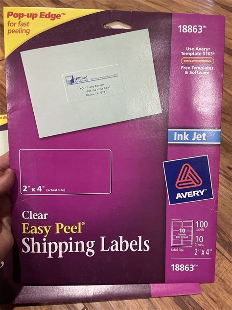 Avery 18863 Easy Peel Shipping Labels 100 Labels 10 Sheets 2 X 4