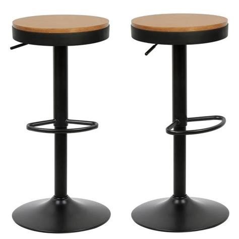 HUOLE Tabourets de Bar Lot de 2 en Bois Massif Hauteur Réglable