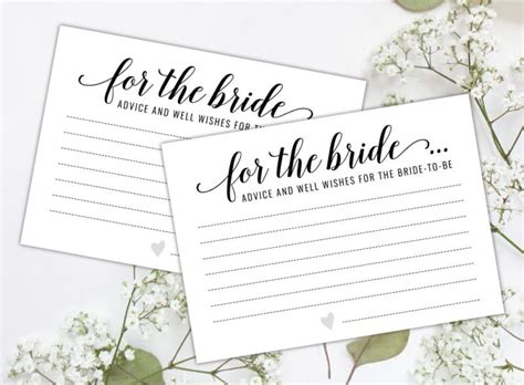 Free Printable Bridal Shower Activities Advice Cards