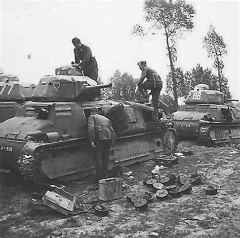 Somua S35 tanks after capture by German forces in France, Summer 1940 ...