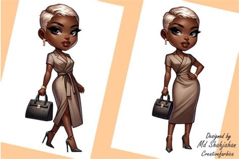 Afro American Black Woman Clipart Chibi Graphic By Md Shahjahan