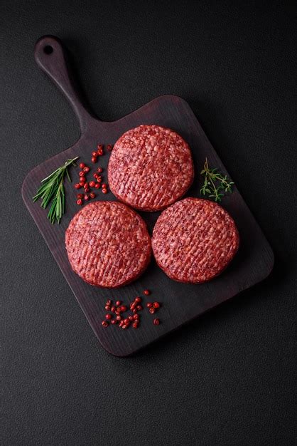 Premium Photo Fresh Raw Ground Beef Burger Patty With Salt And Spices