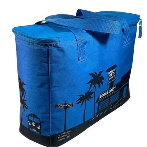 Trader Joes Large Reusable Insulated Grocery Cooler Bag In Blue Ebay