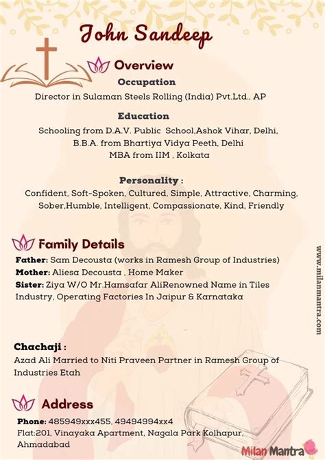 Christian Marriage Biodata Format And Biodata Profile