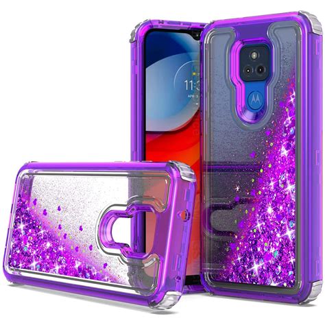 Atomic Quicksand Glitter Waterfall Hybrid Case For Motorola Moto G Play 2021 Purple Hd Accessory