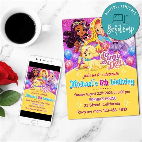 Sunny Day Invitation Customizable Template Diy Bobotemp