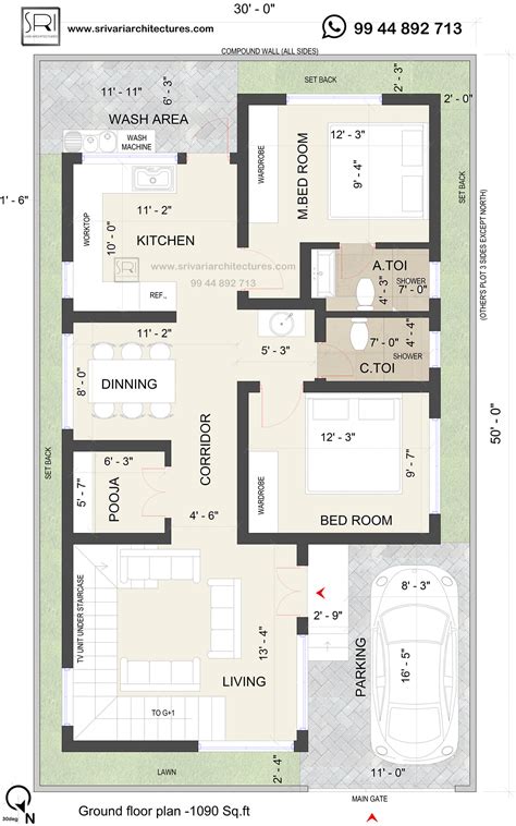 North facing floor plan 30' x 50'... - Sri Vari Architectures | Facebook