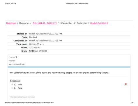 Graded Quiz Unit Attempt Review Started On Friday September