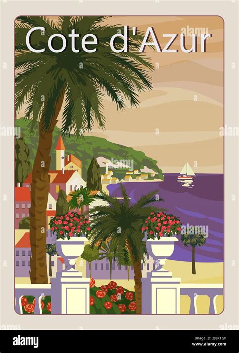 Cote De L Azur French Riviera Coast Poster Vintage Resort French