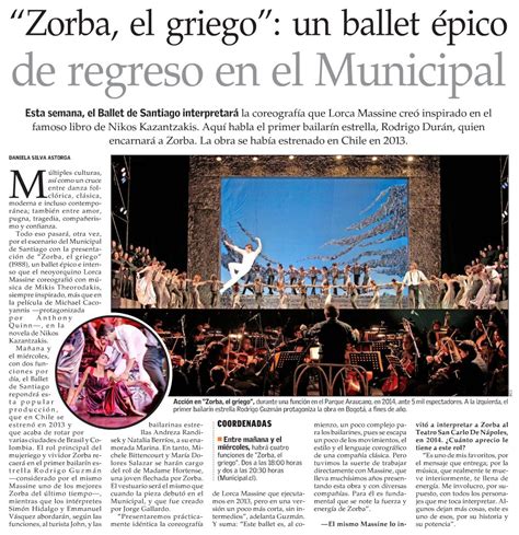 Teatro Municipal De Santiago On Twitter Ma Ana Zorba Vuelve Al