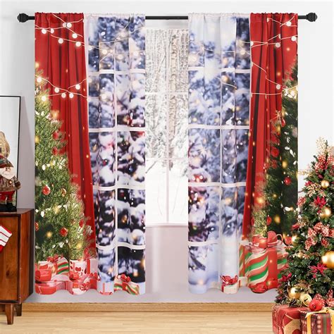 Amazon.com: Alishomtll Christmas Blackout Curtains for Bedroom 63 Inch ...