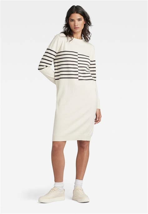 Broken stripe knitted dress wmn - antique white G-Star RAW Casual ...