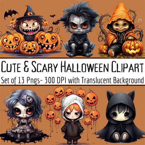 Clipart Set of 13 Cute & Scary Halloween Designs High-quality - Etsy