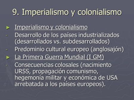 Tema Imperialismo Y Guerra De La Paz A La Guerra Bismarck Y